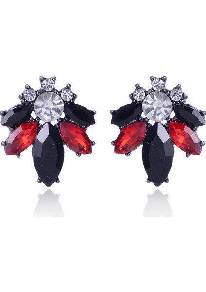 Renkli Kristal Opal Taşlı Kadın Piercing Rhinestone Kakma Metal Saplama Kız Noel Takı Küpe (Yurt Dışından)