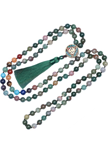Doğal Kristal Boncuklu Püskül El Düğümlü Mala Dua Boncukları Kendini Keşif Meditasyon Unisex Takı Yoga Bilezik Kolye (Yurt Dışından)