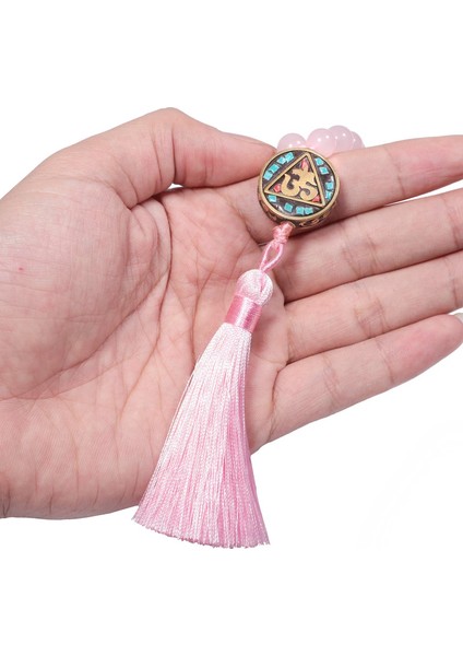 Doğal Kristal Boncuklu Püskül El Düğümlü Mala Dua Boncukları Kendini Keşif Meditasyon Unisex Takı Yoga Bilezik Kolye (Yurt Dışından) modelleri