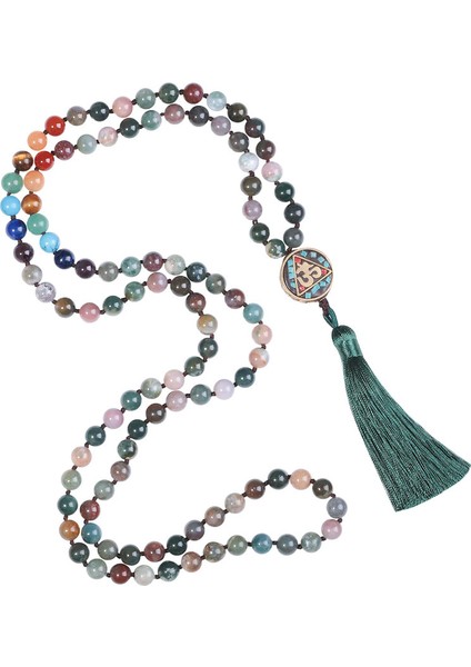 Doğal Kristal Boncuklu Püskül El Düğümlü Mala Dua Boncukları Kendini Keşif Meditasyon Unisex Takı Yoga Bilezik Kolye (Yurt Dışından) fırsatları