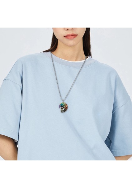 Mücevher Yapımı Doğal Ammonit Tel Sarılı Hayat Ağacı Kristal Cips Kolye (Yurt Dışından) indirimleri