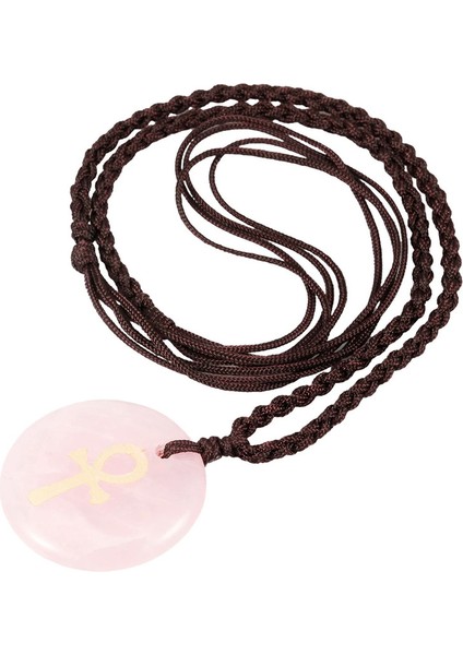 Kazınmış Ankh Şanslı Muska Yuvarlak Kristal Taş Dilim Unisex Ayarlanabilir Takı Kolye (Yurt Dışından)