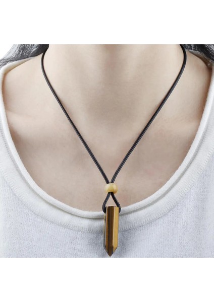 Doğal Ametist Reiki Kristal Taş Altıgen Sütun Erkekler Kadın Için Takı Moda Kolye (Yurt Dışından)