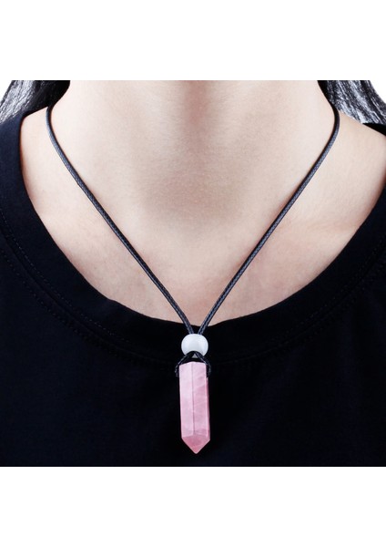 Doğal Ametist Reiki Kristal Taş Altıgen Sütun Erkekler Kadın Için Takı Moda Kolye (Yurt Dışından)