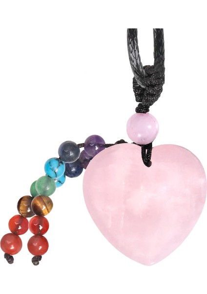 Doğal Gül Kuvars Aşk Kalp Şeklinde Reiki 7 Çakra Kristal Taş Boncuk Erkekler Kadın Için Takı Moda Kolye (Yurt Dışından) fırsatları