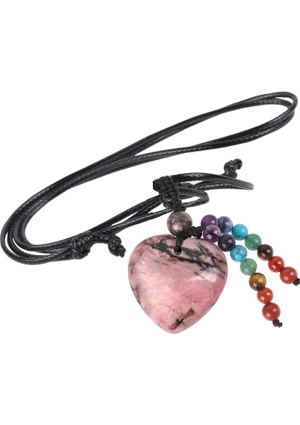 Doğal Gül Kuvars Aşk Kalp Şeklinde Reiki 7 Çakra Kristal Taş Boncuk Erkekler Kadın Için Takı Moda Kolye (Yurt Dışından)