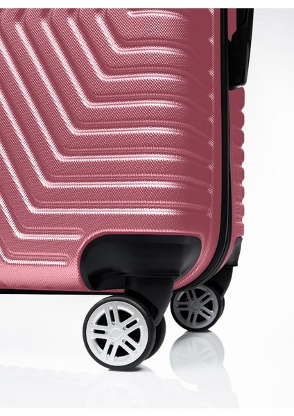 Suitcase Abs 3'lü Gül Kurusu Lüx Valiz Seyahat Seti 600.08-SET