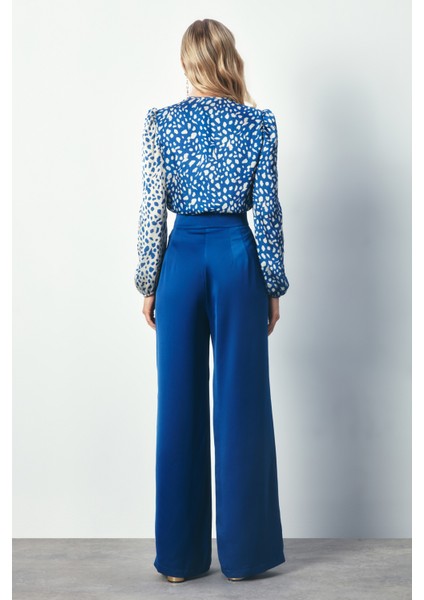 Kruvaze Desenli Bodysuit - Ekru-Lacivert indirimleri