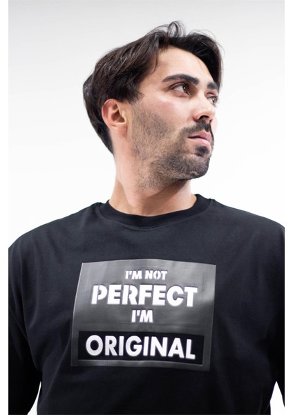 I'm Not Perfect Baskılı T-Shirt Siyah
