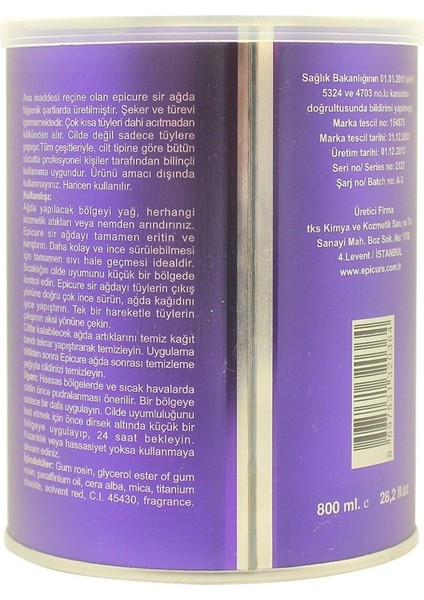 Yasemin Konserve Ağda 800ML.