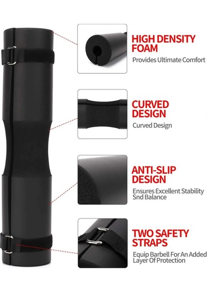 Kırmızı Stil Squat Pad - Squats Için Köpük Halter Pedi Yastık, Lunges & Kalça Thrusts Için Bar Dolgusu - Standart Olimpik Ağırlık Bar Pad (Yurt Dışından) modelleri