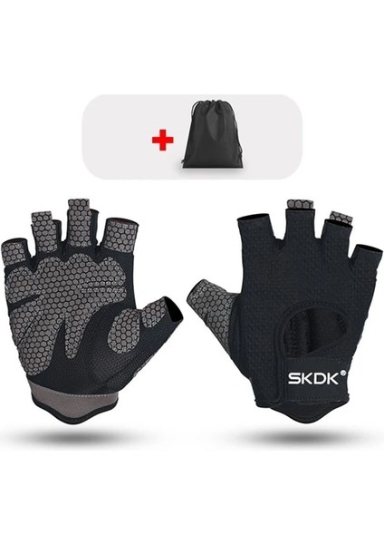 Siyah Stil L Beden Skdk Spor Eldivenleri Halter Egzersiz Dambıl Crossfit Vücut Geliştirme Aksesuarı Nefes Alabilir Spor Eldivenleri Silikon Palm Hollow B (Yurt Dışından)