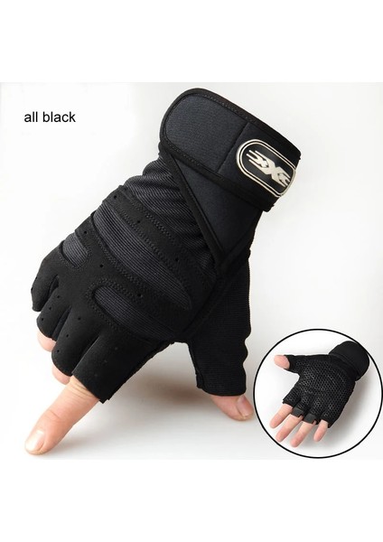 Siyah Stil Xl Beden Erkekler Fitness Ağır Eğitim Eldivenleri Vücut Geliştirme Yarım Parmak Eldiven Kaymaz Genişletilmiş Bilek Desteği Halter Sporları (Yurt Dışından)