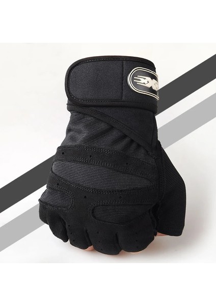 Siyah Stil Xl Beden Erkekler Fitness Ağır Eğitim Eldivenleri Vücut Geliştirme Yarım Parmak Eldiven Kaymaz Genişletilmiş Bilek Desteği Halter Sporları (Yurt Dışından) fırsatları