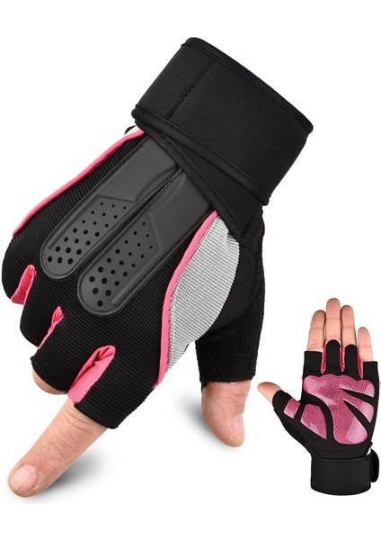 Pembe Siyah Stil M Beden 1 Çift Spor Ağır Eğitim Yarım Parmak Eldiven Kaymaz Genişletilmiş Dambıl Giyilebilir Bilek Desteği Pull-Up Halter (Yurt Dışından) modelleri