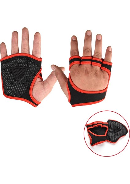 BH57-KIRMIZI Bilek Yok-A Stili L Beden Ağırlık Kaldırma Eğitim Eldiven Kadın Erkek Fitness Spor Vücut Geliştirme Jimnastik Sapları Spor Salonu El Palm Bilek Koruyucu Eldiven (Yurt Dışından)