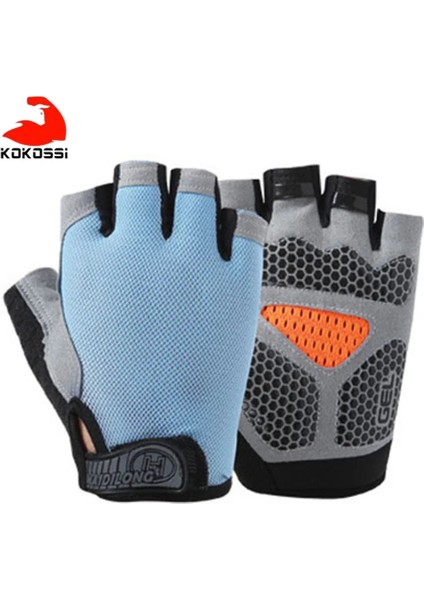B Tipi - Açık Mavi Stil Xl Beden Kokossi Spor Halter Eldivenleri Yarım Parmak Kaymaz Doğa Sporları Bisiklet Eldiven Mitten Erkek Kadın Bisiklet Binme Eldivenleri (Yurt Dışından)