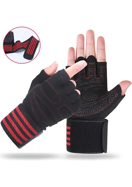 Siyah Logo Stili Yok L Beden Erkekler Kadınlar Spor Eldivenleri Halter Egzersiz Eldivenleri Bilek Desteği ile Kaymaz Spor Salonu Fitness Eldivenleri Ağırlık Kaldırma Çapraz Eğitim (Yurt Dışından) modelleri