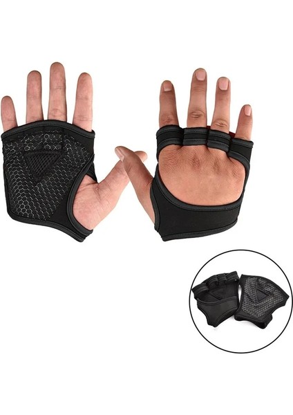 A-Siyah Yok Bilek Stili L Beden Ağırlık Kaldırma Eğitim Eldivenleri Erkek Kadın Gym Fitness Spor Dambıl Halter Eldiven Vücut Geliştirme El Palm Bilek Koruyucu Eldiven (Yurt Dışından)