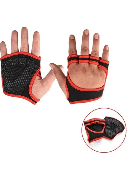 A-Kırmızı Yok Bilek Stili L Beden Ağırlık Kaldırma Eğitim Eldivenleri Erkek Kadın Gym Fitness Spor Dambıl Halter Eldiven Vücut Geliştirme El Palm Bilek Koruyucu Eldiven (Yurt Dışından)
