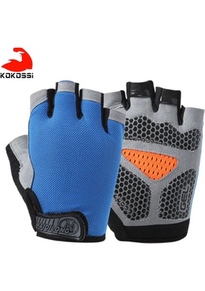 B Tipi - Koyu Mavi Stil Xl Beden Kokossi Spor Halter Eldivenleri Yarım Parmak Kaymaz Doğa Sporları Bisiklet Eldiven Mitten Erkek Kadın Bisiklet Binme Eldivenleri (Yurt Dışından)