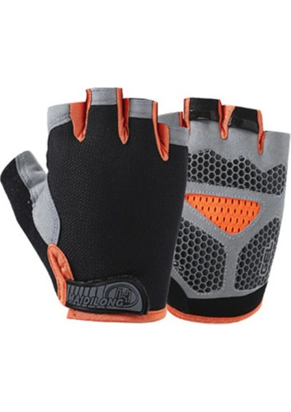 B Tipi - Turuncu Stil L Beden Loogdeel Nefes Alabilir Spor Eldivenleri Silikon Palmiye Hollow Geri Spor Eldivenleri Halter Egzersiz Dambıl Crossfit Vücut Geliştirme (Yurt Dışından)