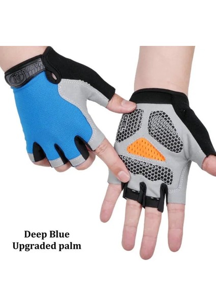 Yükseltilmiş Deep Blue Stili M Beden Profesyonel Ağırlık Kaldırma Eldivenleri Kadın Erkek Spor Salonu Fitness Eldivenleri Crossfit Egzersiz Vücut Geliştirme Yarım Parmak El Koruyucu (Yurt Dışından)