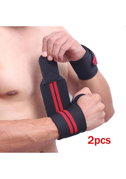 Kırmızı 2 Adet Tarzı Nefes Alabilir Bileklik Elastik Bilek Sargıları Halter Bandajları Spor Salonu Ekipmanları Aksesuarları Crossfit Vücut Geliştirme (Yurt Dışından)