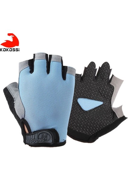 Tip A--Açık Mavi Stil S Beden Kokossi Spor Halter Eldivenleri Yarım Parmak Kaymaz Doğa Sporları Bisiklet Eldiven Mitten Erkek Kadın Bisiklet Binme Eldivenleri (Yurt Dışından)
