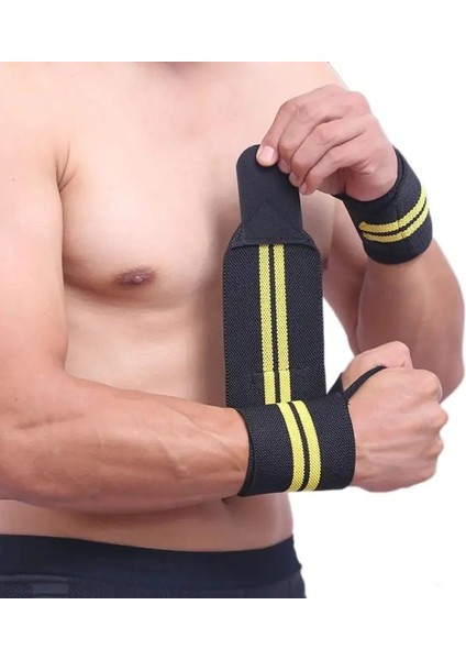 Sarı Stil 1 Adet Nefes Bileklik Elastik Bilek Sargı Halter Halter Bandajları Spor Salonu Vücut Geliştirme Ekipmanları Aksesuarları Crossfit (Yurt Dışından)