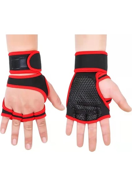 C Stili M Beden Kadınlar ve Erkekler Ağırlık Kaldırma Spor Salonu Eğitim Eldivenleri Genişletilmiş Bileklik Kaymaz Aşınmaya Dayanıklı Açık Parmaksız Koşu Eldivenleri (Yurt Dışından)