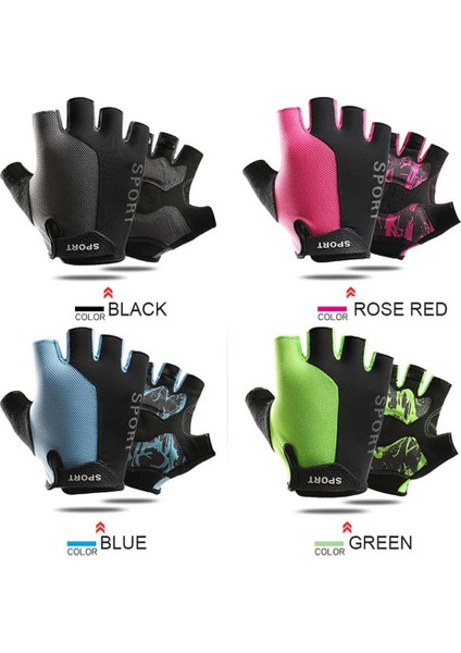 C Siyah Stil Xl Beden Loogdeel Halter Ter-Emici Silikon Kaymaz Rahat Nefes Spor Hareketi Yarım Parmak Halter Eldiveni (Yurt Dışından) indirimleri