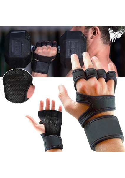 C-Siyah Yok Bilek Stili L Beden Ağırlık Kaldırma Eğitim Eldiven Kadın Erkek Fitness Spor Vücut Geliştirme Jimnastik Sapları Spor Salonu El Palm Bilek Koruyucu Eldiven (Yurt Dışından) modelleri