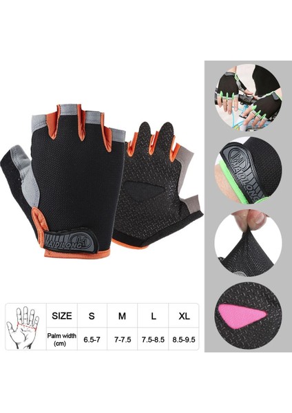 Turuncu Bir Stil L Beden Loogdeel Erkek Kadın Yarım Parmak Spor Eldivenleri Nefes Kaymaz Spor Halter Dambıl Yatay Bar Eğitim Eldivenleri (Yurt Dışından)
