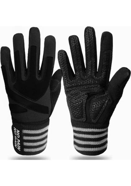 Type1 Siyah Stil M Beden Professional Half Full Finger Fitness Gloves Men With Wrist Support Gym Exercise Powerlifting Pull Up Protector (Yurt Dışından)