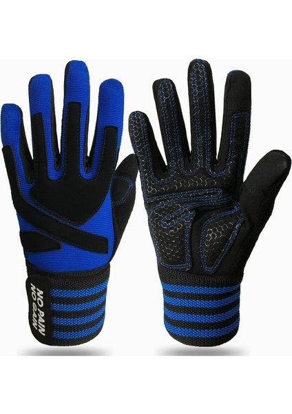 Type1 Mavi Stil L Beden Professional Half Full Finger Fitness Gloves Men With Wrist Support Gym Exercise Powerlifting Pull Up Protector (Yurt Dışından)