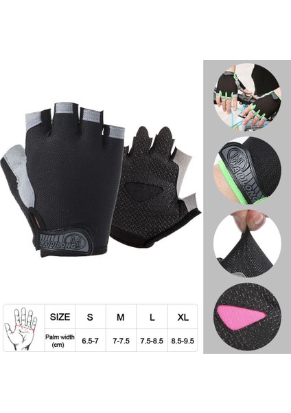 Siyah Bir Stil Xl Beden Loogdeel Erkek Kadın Yarım Parmak Spor Eldivenleri Nefes Kaymaz Spor Halter Dambıl Yatay Bar Eğitim Eldivenleri (Yurt Dışından)