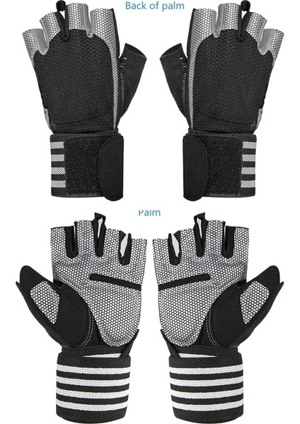 Açık Gri Tarzı L Beden 1 Çift Kaymaz Spor Salonu Yarım Parmak Bracers Eldiven Bisiklet Halter Spor Erkek Kadın Egzersiz Fitness Ekipmanları Aksesuarları (Yurt Dışından) fırsatları