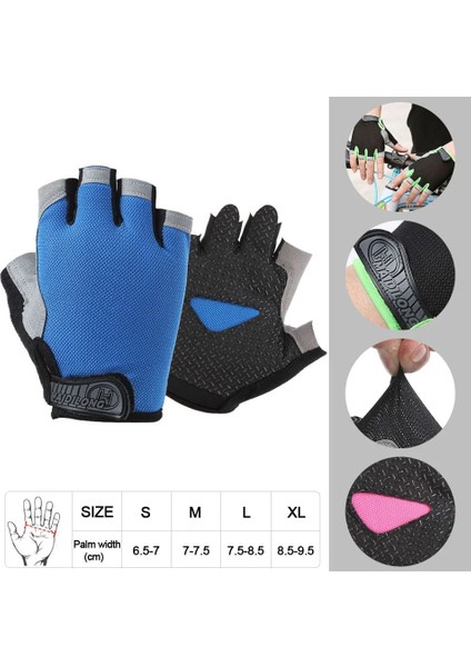 Koyu Mavi Bir Stil M Beden Loogdeel Erkek Kadın Yarım Parmak Spor Eldivenleri Nefes Kaymaz Spor Halter Dambıl Yatay Bar Eğitim Eldivenleri (Yurt Dışından)