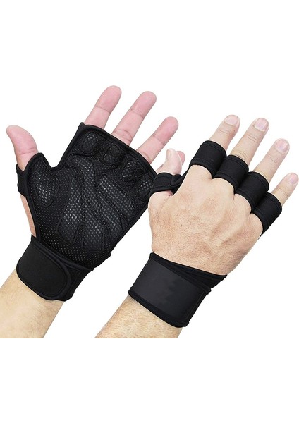 Siyah Stil M Beden Kalınlaşmış Silikon Halter Eldivenleri Yarım Parmak Bilek Wrap Crossfit Spor Salonu Fitness Eldivenleri Kaymaz Powerlifting Spor Eldivenler (Yurt Dışından) fiyatları