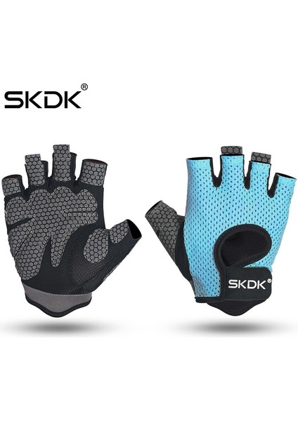 Mavi Stil Xl Beden Skdk Yarım Parmak Elastik Spor Salonu Eldivenleri Silikon Kaymaz Nefes Alabilir Vücut Geliştirme Egzersiz Crossfit Eldiven Guantes Gimnasio (Yurt Dışından)
