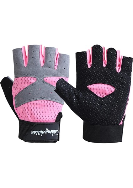 Pembe Bir Stil L Beden Loogdeel Yarım Parmak Spor Eldivenleri Nefes Alabilir Palm Kaymaz Spor Salonu Halter Bilek Koruma Dambıl Eğitim Egzersiz Bisiklete Binme (Yurt Dışından)