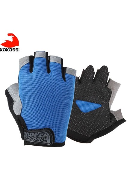 Tip A-Koyu Mavi Stil L Beden Kokossi Spor Halter Eldivenleri Yarım Parmak Kaymaz Doğa Sporları Bisiklet Eldiven Mitten Erkek Kadın Bisiklet Binme Eldivenleri (Yurt Dışından)