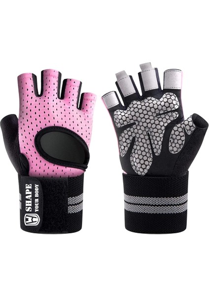 Pembe Tarzı M Beden Worthwhile Half Finger Gym Fitness Gloves With Wrist Wrap Support For Men Women Crossfit Workout Power Weight Lifting Equipment (Yurt Dışından)