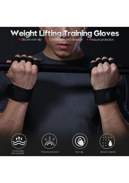 B Siyah Stil M Beden 1 Çift Kayma Spor Salonu Fitness Eldiven Darbeye Dayanıklı Ağırlık Kaldırma Eğitim Eldiven Erkekler Kadınlar Için Yarım Parmak Mtb Bisiklet Eldiven (Yurt Dışından)