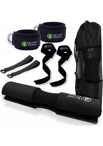Set H Style Fitness Köpük Halter Pedi ve Ayak Bileği Kayışı Set Direnç Ganimet Spor Salonu Ağırlık Kaldırma Kalça Itme Çömelme Boyun Omuz Koruyucu (Yurt Dışından)
