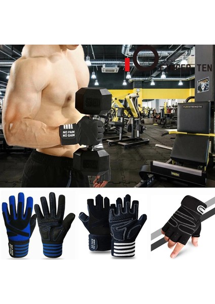 Chaoduo Shop Type2 Siyah Stil Sadece Bir Boyut Spor Eğitimi Spor Eldivenleri Erkek Kadın Tam Yarım Parmak Ağırlık Kaldırma Eldiveni Bilek Desteği Koruyucu Ekipman (Yurt Dışından)