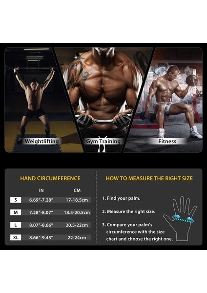 Mavi Golf Stili M Beden Spor Eldivenleri Tam Parmak Ağırlık Kaldırma Eldivenleri, Ağır Egzersiz Fitness Eğitimi Vücut Geliştirme Için Bilek Desteği ile (Yurt Dışından)