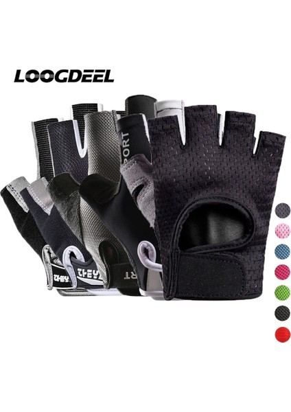 C Gri Stili L Beden Loogdeel Halter Ter-Emici Silikon Kaymaz Rahat Nefes Spor Hareketi Yarım Parmak Halter Eldiveni (Yurt Dışından) modelleri