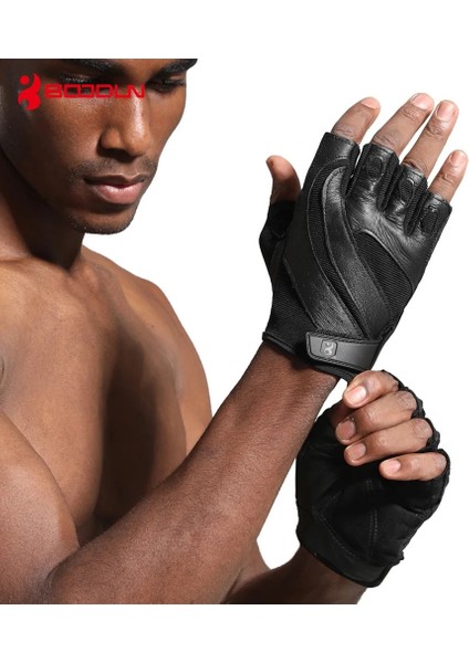 Siyah Stil Xl Beden Boodun Erkek Kadın Spor Eldivenleri Deri Nefes Kumaş Siyah Ağırlık Kaldırma Eğitim Eldivenleri Yarım Parmak Fitness Egzersiz Eldivenleri (Yurt Dışından)